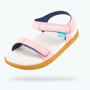 Native pink navy Velcro strap Charley sandals size 10/11 toddler
